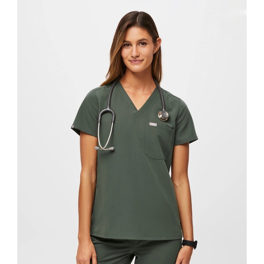 Figs Women's XS Two Piece Scrub Set Moss Green Catarina Top Yola Pants NEW